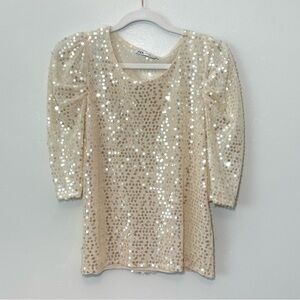 Zara Sequin Bubble Sleeve Top